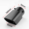 Dimension of Exhaust Muffler 80mm Stainless steel matte black Angle-cut Tip L37